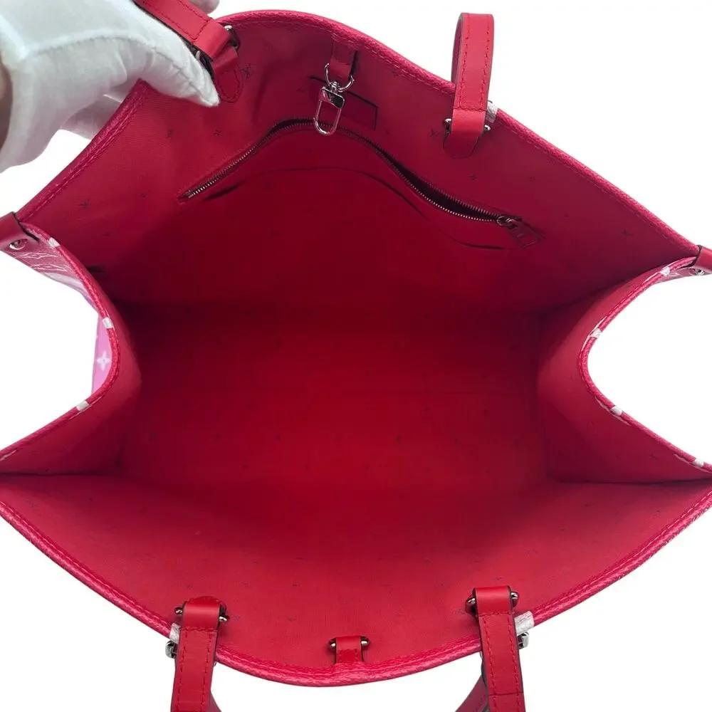 Louis Vuitton LV Monogram Escale Onthego GM Rouge Red Pink Tote Bag Full Set